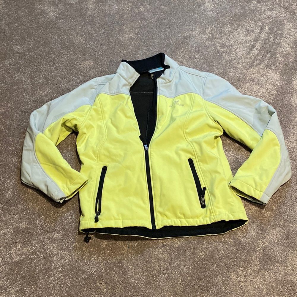 Free Country Yellow Gray Softshell Jacket Full Zip Lightweight SIZE L